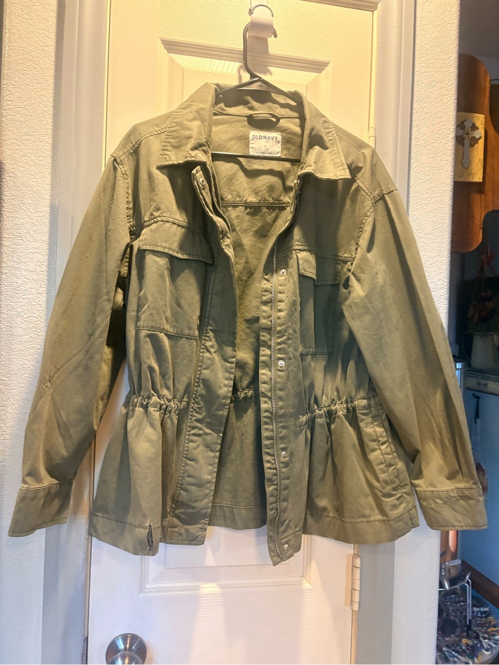 Old Navy Olive Green Utility Jacket with Drawstring Waist